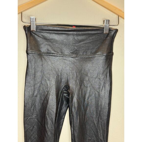 Spanx Women's Sz Small Black Faux Leather Stretch Pull On Leggings High Waisted - Picture 6 of 8